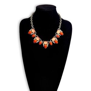 LEE ANGEL for NEIMAN MARCUS Gold Tone Orange & Red Statement Necklace | 18” NWT
